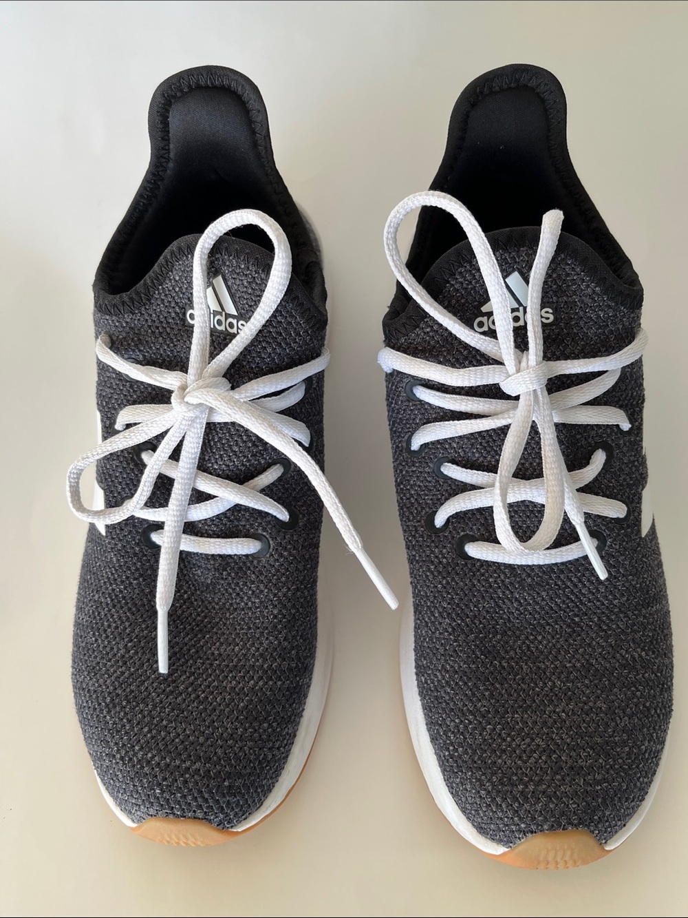 adidas Black Knit Sneakers with White Laces